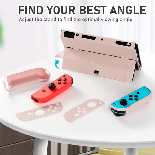 Vista 3 de Switch OLED - Funda protectora acoplable para consola Nintendo Switch OLED modelo 2021 y Joy-Con controlador con 2 tapas de agarre para el pulgar