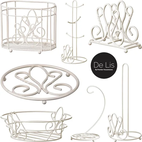 Vista 2 de Premier Housewares – Portarrollos de cocina, diseño de flor de lis, color crema
