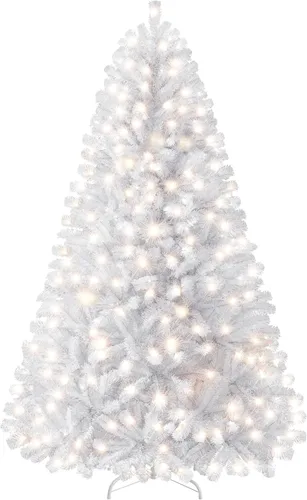 Vista 14 de [Usado] Yaheetech Árbol de Navidad artificial de pino abeto negro con bisagras y luces incorporadas de 4.5 pies para Halloween, árbol de Navidad