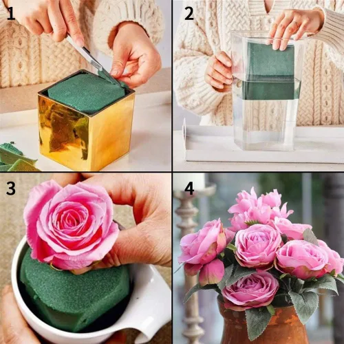 Vista 4 de LOMIMOS 10 piezas de ladrillos de espuma floral, suministros de bloques de floristería para arreglos florales de bricolaje 10 piezas mojadas