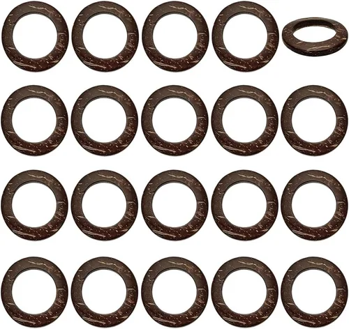 Vista 8 de PH PandaHall 80 anillos de enlace de madera, 4 estilos, anillos de coco sin taladrar, conectores colgantes de mini círculo, círculos de madera