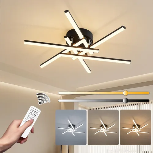 Vista 21 de ORANOOR - Lámpara de techo LED moderna, lámpara de techo de montaje empotrado regulable de 15.7 pulgadas en forma de cuadrado negro con control