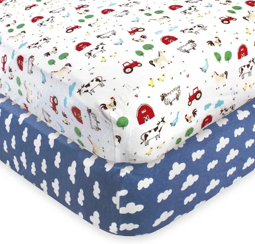 Vista 40 de Hudson Baby Sábana bajera ajustable unisex de algodón para cuna, avión, talla única