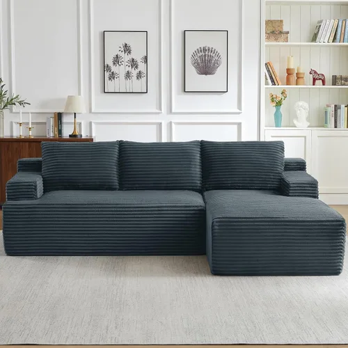 Vista 31 de Sofá modular Cloud de 97 pulgadas, moderno sofá deshuesado con diván, asiento profundo, sofá modular en forma de L, sofás de espuma de pana