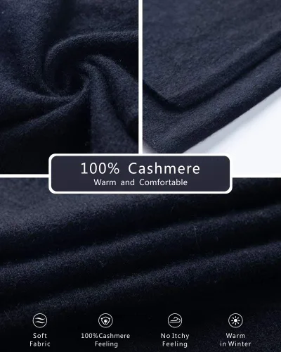 Vista 4 de EURKEA Conjunto de bufanda de cachemira 100% pura para mujer, guantes, gorro y caja de regalo