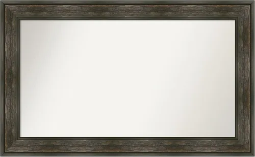 Vista 117 de Amanti Art Espejo de baño marrón para sobre fregadero, 26 x 26 pulgadas, espejo de tocador cuadrado marrón rústico Alexandria, marco de madera