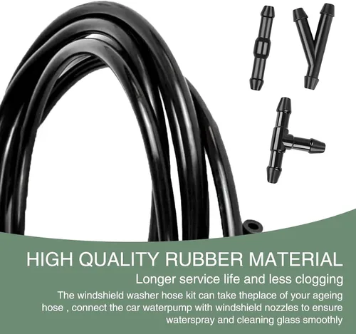 Vista 3 de Kit de 30 mangueras para limpiaparabrisas de automóvil, manguera flexible de 13.1 pies + 30 conectores de manguera tipo I tipo Y, conector