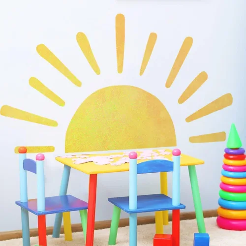 Vista 5 de 45.6 x 23.8 pulgadas, diseño bohemio de medio sol, calcomanías de pared removibles para pared, vinilo para despegar y pegar, calcomanías de medio