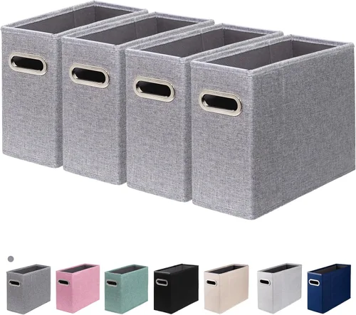 Vista 9 de Paquete de 2 organizadores de archivos tamaño carta, organizador de carpetas de archivos, caja de almacenamiento de tela, organizador de papel