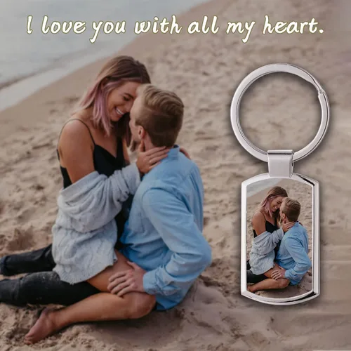 Vista 2 de Llavero personalizado de doble cara con impresión de imagen de aleación a color llavero de fotos personalizado regalos de texto personalizables