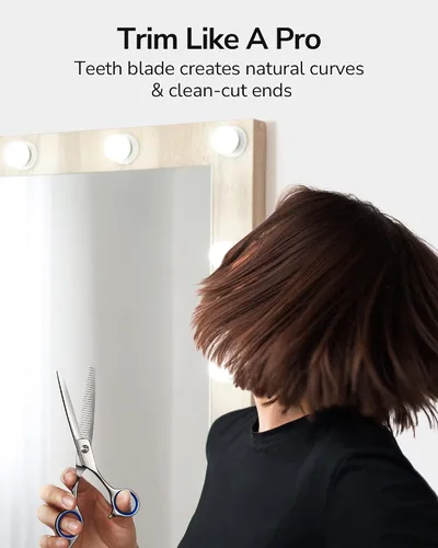 Vista 6 de ULG Tijeras profesionales de adelgazamiento con peine – 6.5 pulgadas de acero inoxidable japonés texturizante y tijeras de corte de pelo para salón