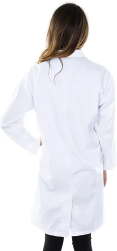 Vista 2 de NY Threads Abrigo de laboratorio profesional para mujer, abrigo médico largo de polialgodón de manga completa