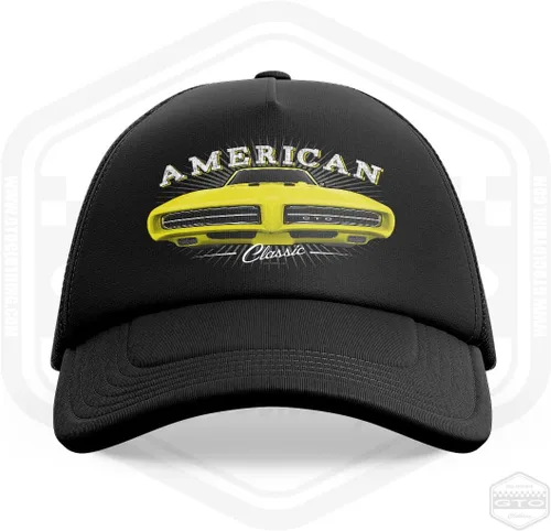 Vista 4 de Gorra de camionero GTO Tribute 1969 color negro Idea de regalo para fanáticos de los autos American Muscle Talla única Fabricado en Estados Unidos