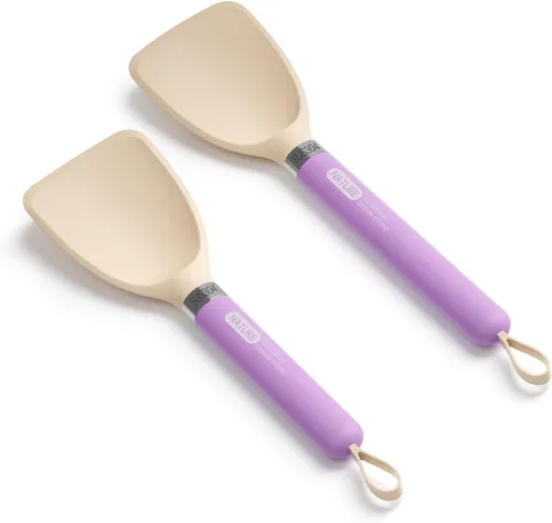 Vista 9 de Espátula pequeña de silicona para cocinar girador flexible con núcleo interior sólido y mango de nailon resistente al calor, espátula ideal