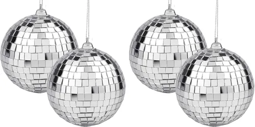 Vista 11 de 2 Piezas de Bolas de Espejo de Discoteca Bolas Colgantes para Efecto de Luz de DJ de Discoteca de los 50s 60s 70s Fiesta Decoración del Hogar