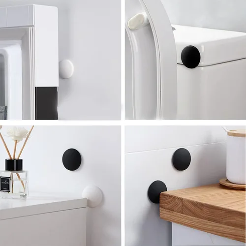 Vista 6 de MroMax Protectores de pared de 1.57 pulgadas de diámetro, autoadhesivos, para manija de puerta, tope de silicona, color marrón, 1 unidad Café