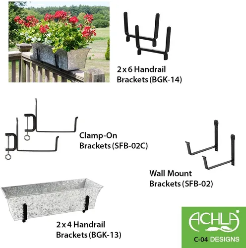 Vista 3 de Achla Designs Macetero galvanizado en relieve para ventana de flores, 24 pulgadas