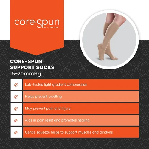 Vista 4 de Core-Spun 15-20mmHg Medical Mild Graduated Knee High Compression Socks