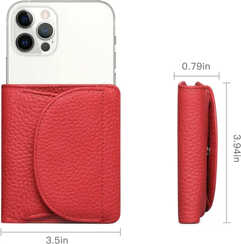 Vista 5 de SENDEFN Monedero de piel auténtica para mujer, tarjetero con bloqueo RFID, Z-Rojo, Monedero pequeño