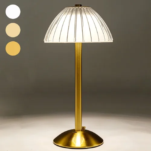Vista 10 de HEQET Lámparas de mesa inalámbricas para el hogar, mesa, comedor, lámparas recargables doradas, lámpara de mesa LED de latón portátil