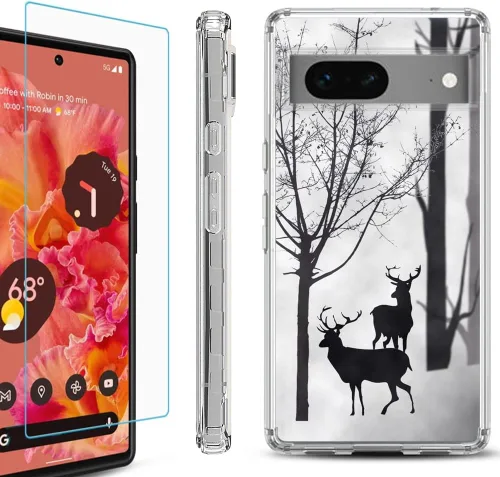 Vista 5 de Funda a prueba de golpes compatible con Google Pixel 6a, con protector de pantalla de vidrio templado, libro de composición
