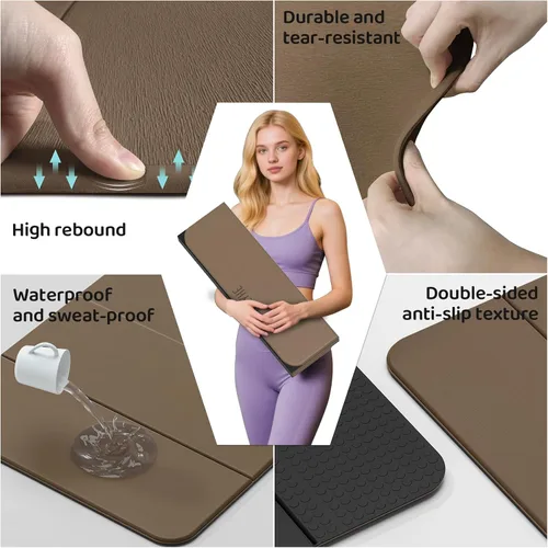 Vista 4 de Foldable Yoga Mat Exercise Mat for Home Workout, Comfortable and Durable, 8mm Thick Portable Folding Mat, Non-Slip, Pilates Mat Thick, Outdoor Use