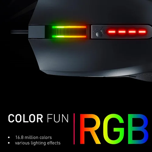 Vista 4 de Cherry Ratón para juegos con cable MC 2.1 con iluminación RGB con botones programables y perfiles de usuario. Cabe en tu mano. Diestro. Sensor Negro