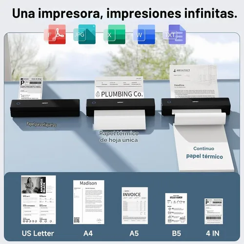 Vista 6 de HPRT Impresora térmica portátil sin tinta inalámbrica para viajes,MT620 Pro Negro