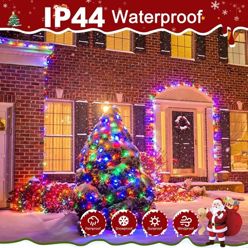 Vista 5 de Tira de luces de Navidad para exteriores, 8 modos, multicolor, 394 pies, 1200 LED