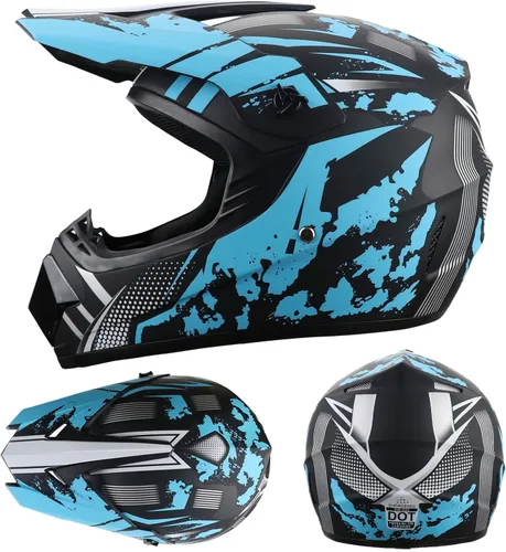 Vista 2 de Motorcycle Dirt Bike Helmet Full Face Motocross Helmets for Outdoor Sports Off Road Racing Mountain Bike Men Women Off-Road Helmet Gloves Goggles