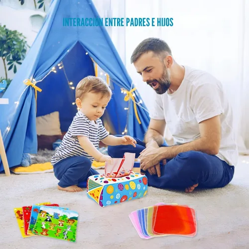 Vista 3 de Juguetes para bebés de 6 a 12 meses: Caja de pañuelos para bebés Colorido