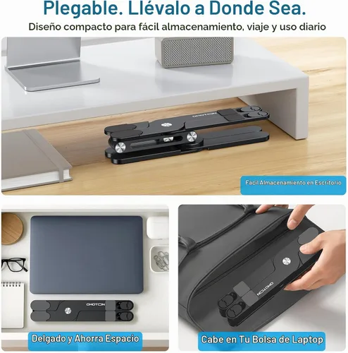 Vista 3 de OMOTON LA10 - Soporte giratorio para portátil de 360°, plegable para Negro