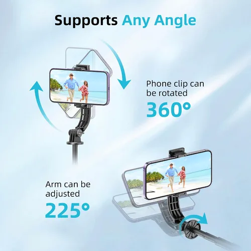 Vista 5 de Trípode para palo de selfie de 51 pulgadas, soporte extensible para teléfono celular con control remoto, trípode de viaje de aleación de aluminio
