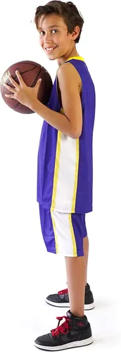 Vista 8 de Conjunto de camisetas de baloncesto prémium para niños, camisetas deportivas y pantalones cortos deportivos para jóvenes y niños de 6 a 12 años