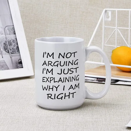 Vista 2 de Taza de café divertida para hombres, con texto en inglés "I Not Arging I'm Just Explaining Why I Am Right", ideas de regalo novedosas para Navidad