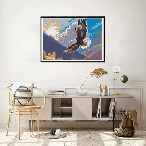 Vista 3 de Yomiie Kits de pintura por números para adultos, kits de pintura acrílica de lienzo de águilas, fácil de pintar por números para principiantes