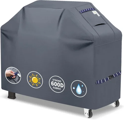 Vista 8 de Cubierta de Parrilla 600D Resistente, Protector de Barbacoa Universal Impermeable con Correas Ajustables, Cubierta de Horno al Aire Libre Resistente