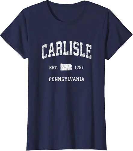 Vista 23 de Carlisle Pennsylvania PA - Camiseta deportiva vintage con diseño deportivo, Negro, S