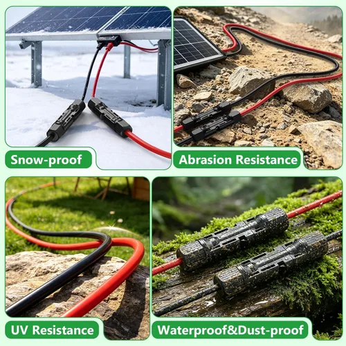 Vista 6 de Oududianzi Cable de extensión solar de 10 pies, cable solar de 10 AWG, cable fotovoltaico de cobre estañado de calibre 10, cables y conectores
