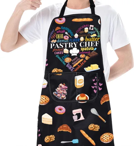 Vista 5 de CMNIM Delantal de chef pastelero, regalo de panadero, delantal de cocina para repostería, regalo de graduación para estudiantes culinarios, regalo