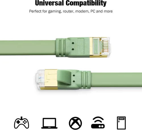 Vista 5 de Yauhody Cable Ethernet CAT de 8 colores Morandi, cables Cat8 de alta velocidad planos de 40 Gbps 2000 MHz, red de Internet romántica RJ45 LAN SFTP