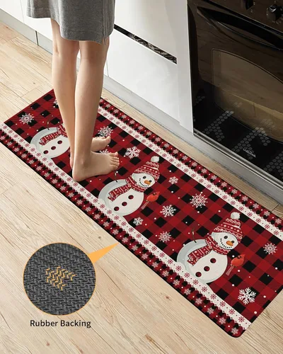 Vista 4 de Tapete de baño con diseño de muñeco de nieve navideño para bañera, antideslizante, de secado rápido y absorbente, tierra de diatomeas, fregadero
