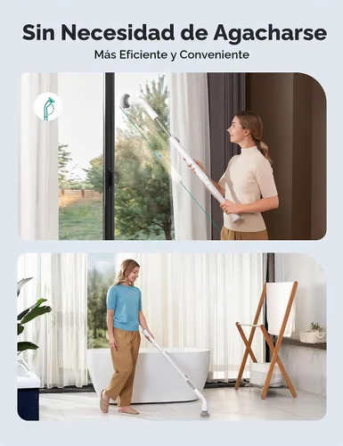 Vista 6 de HiCOZY Escobilla eléctrica giratoria HS1, cepillo de ducha inalámbrico para limpieza con 4 cabezales de cepillo reemplazables, mango de extensión