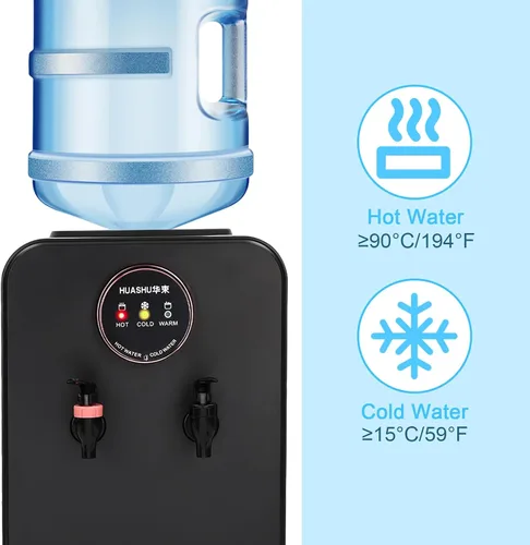 Vista 4 de Dispensador de agua de encimera premium, dispensador de agua caliente/fría, dispensador de agua de carga superior (negro)