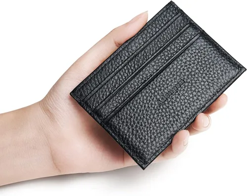 Vista 15 de Cartera de tarjeta de crédito de cuero genuino, billetera minimalista, inserciones de billetera delgada, 003, Estuche para tarjetas de crédito