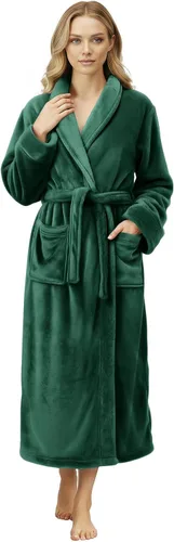 Vista 12 de NY Threads - Bata de baño de lujo para mujer, bata larga de forro polar suave y esponjosa para mujer Negro