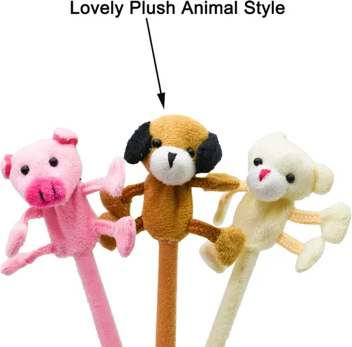 Vista 3 de Maydahui 24 bolígrafos de peluche con diseño de animales, bonitos bolígrafos esponjosos de dibujos animados, oso, conejo, pato, cerdo, perro, rana