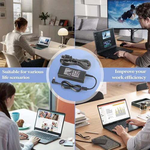 Vista 7 de Cargador para portátil de 90 W y 65 W, compatible con HP Pavilion X360 11 14 15 17 Laptop 15-DW 15-CS 15-CH 15-DF 15-EB:15-DW0081WM 15-fd0083wm