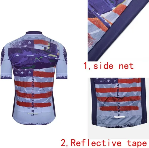 Vista 6 de Conjunto de camiseta de ciclismo para hombre, camisa de manga corta y pantalones cortos acolchados 3D, traje de ciclismo