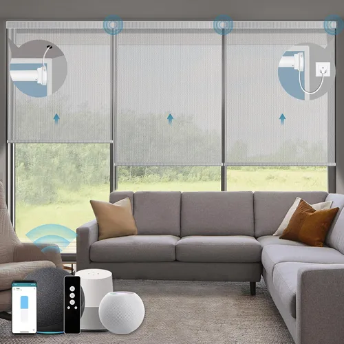 Vista 39 de Persianas enrollables inteligentes, persianas enrollables con cable 1% de apertura, compatibles con Google Home Alexa, persianas automáticas 1%